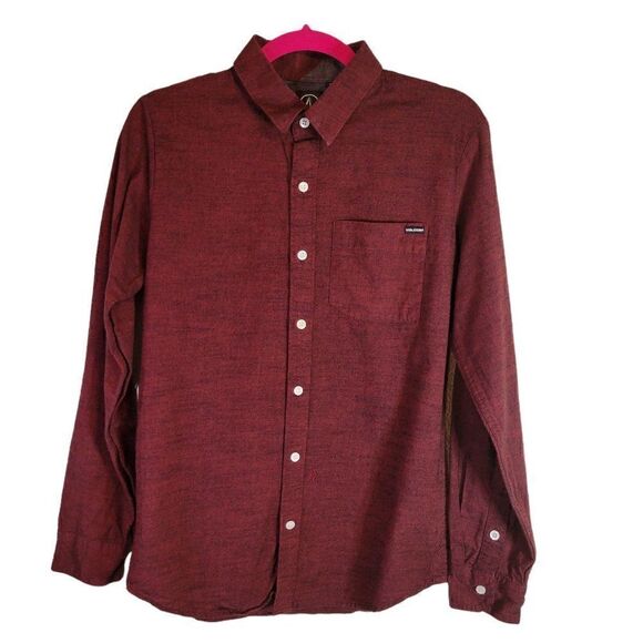 Volcom Mens Curwin Long Sleeve Shirt - Red (Size S) - Picture 1 of 4